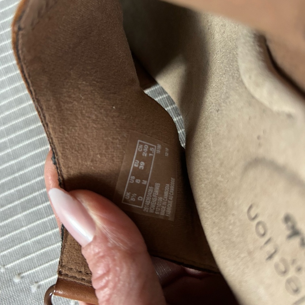 Clarks Tan Leather Wedge Sandals Size 8 - Picture 8 of 8